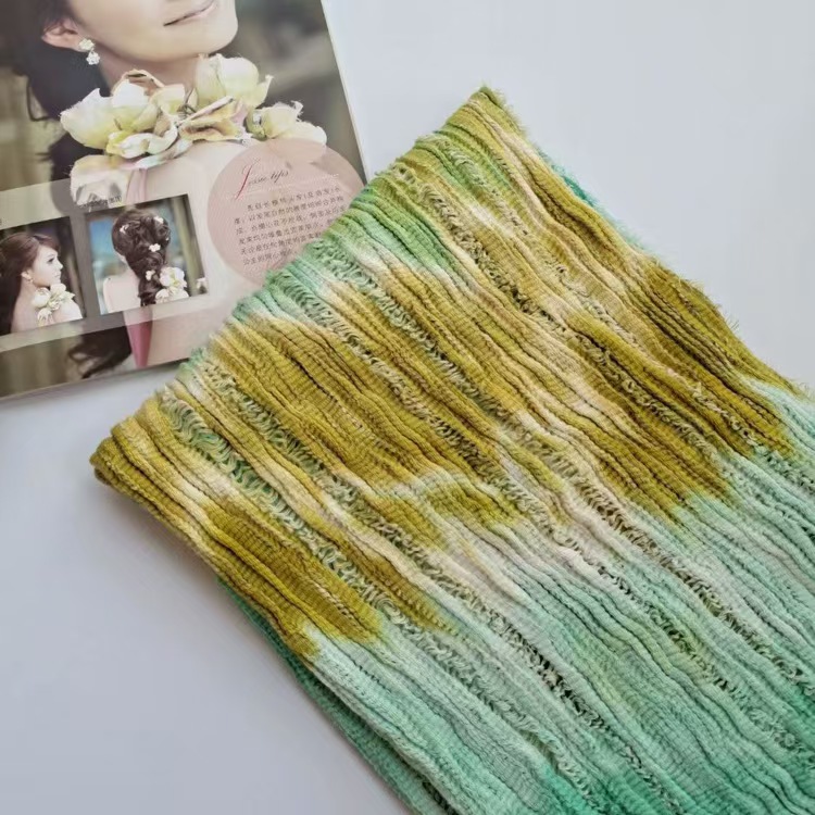T655 new hand-dyed scarf cotton and linen pleated slender warm neck hollow element color shawl