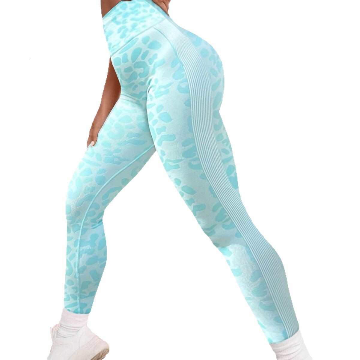 Leopard print sexy yoga pants, women's high waist, tight fitting, hip lifting, sports running and fitness pants