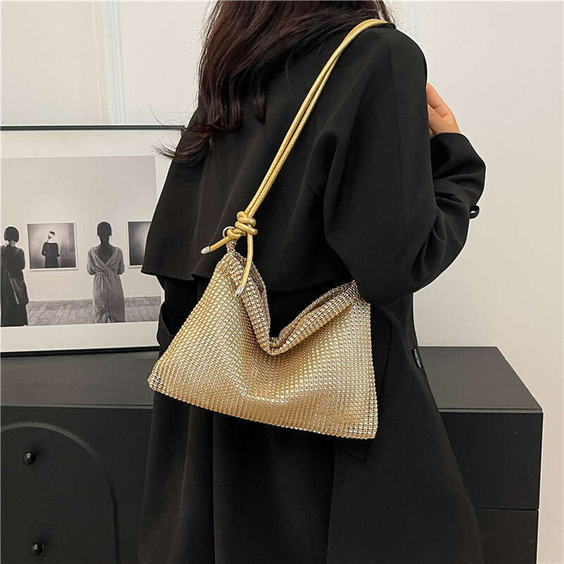 Dinner Bag Dinner Bag Fashionable High Quality Mesh Diamond Small Square New Item Niche Single Shoulder Crossbody Bag Simple Underarm Versatile Women 