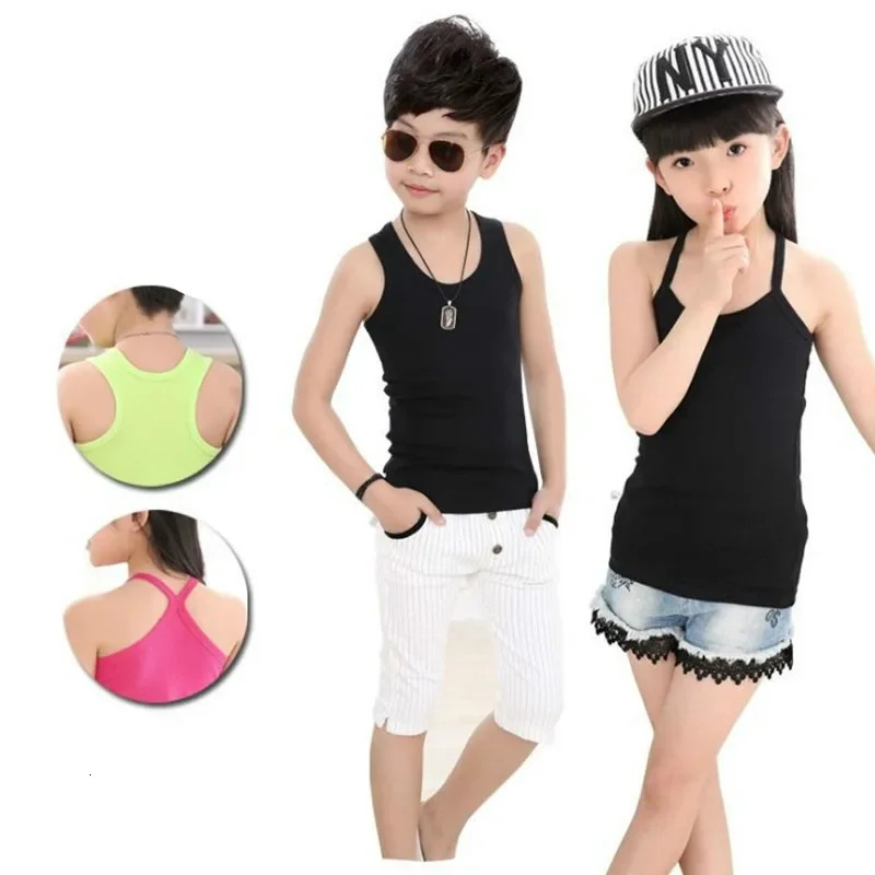 Kids Baby Boys Vests T-shirts Children Summer Vest Top Outfit Kid Boy Girl Solid Tops Clothes Cotton Tees Black Playsuits 250508