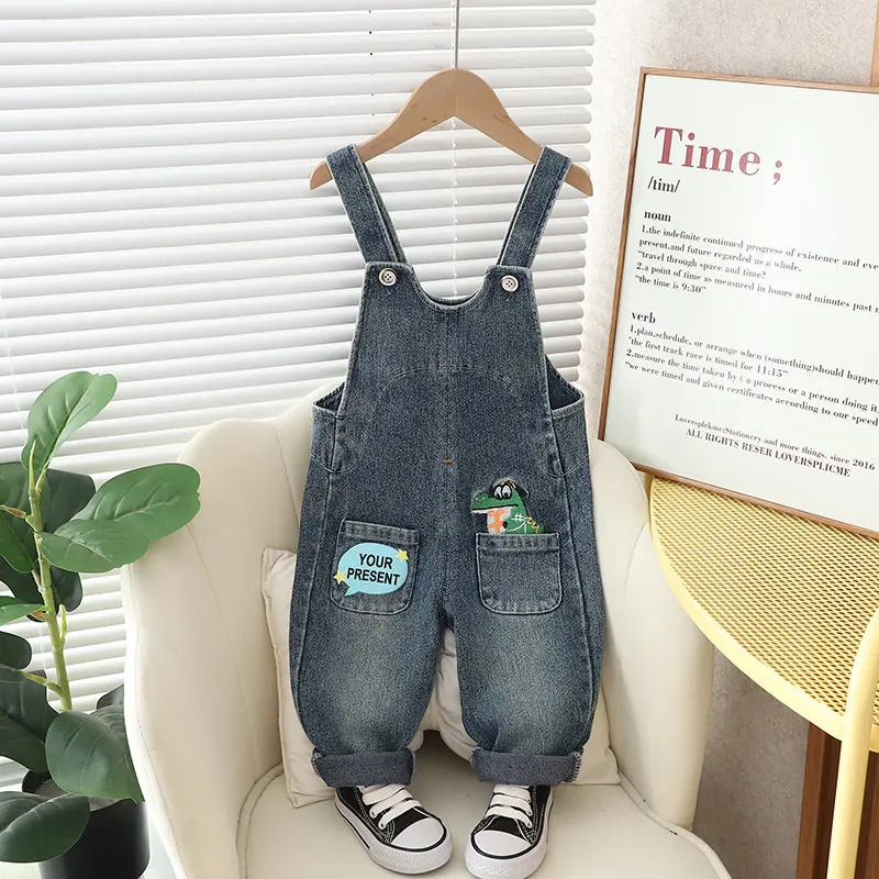 Spring Autumn Children Clothes Baby Boys Girls Cartoon Denim Pants Overalls Infant Outfit Kids Fashion Toddler Casual 0-5 Years 250508