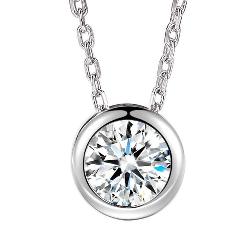 Chic & Sophisticated Unisex 925 Sterling Silver Chain Link Necklace Featuring a Sparkling Bubble-Zirconium Drop