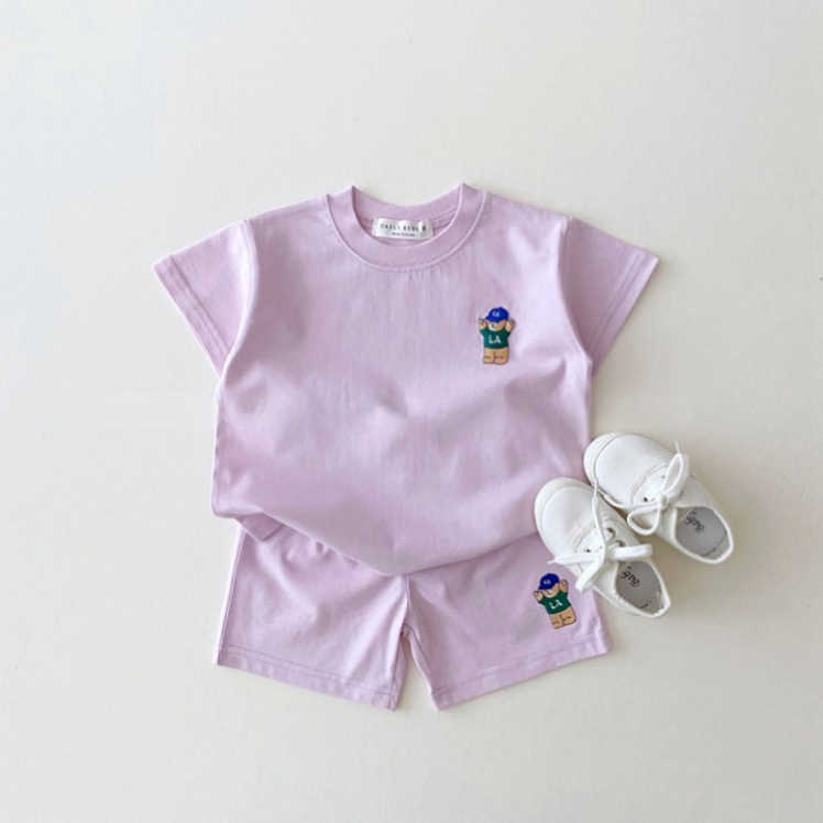 A Two-piece Set Of InS-style Infant And Toddler Printed T-shirt And Shorts, Trendy Summer Boy And Girl Baby Cotton Bear Short-sleeved Set Y250508