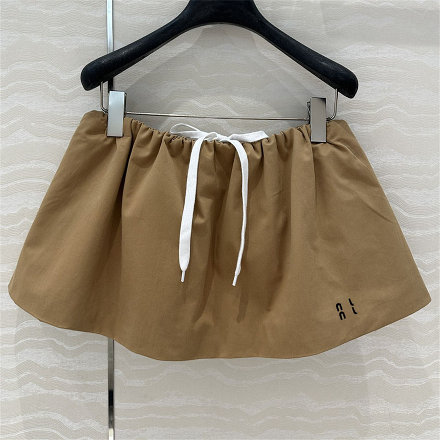 Designer Women A Line Skirt Letter Embroidered Pleated Skirt Preppy Style Mini Dress