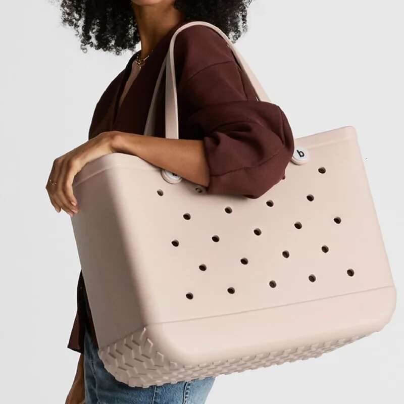 XL Croc EVA Rubber Waterproof Travel Picnic Storage Basket Extra Large Women Shopping Handbag Sac Jelly Beach Tote Bag
