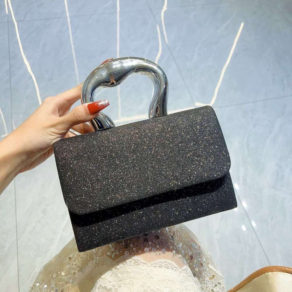 Dinner Bag Dinner Bag New High End Niche Banquet Shiny Small Square Fairy Metal Hand Held Temperament Crossbody Dinner Bag KQ KQ