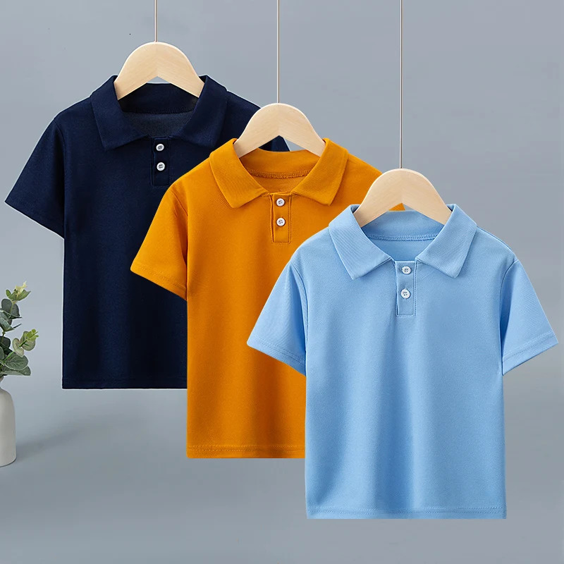 Childrens Solid Color POLO Shirt Boy Handsome Fashion Sports T-shirt Lapel Comfortable Half Sleeve. 250508