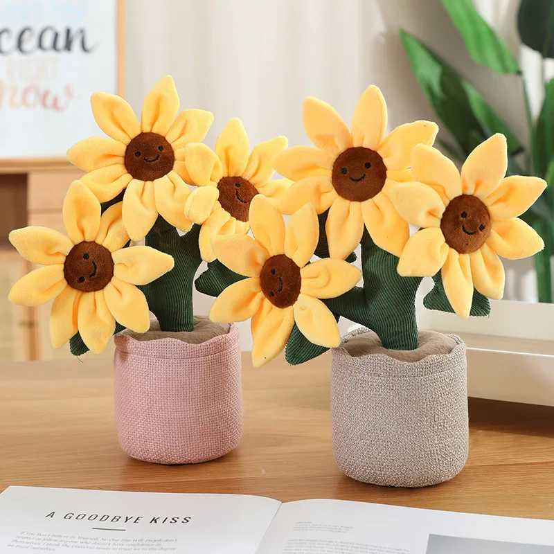 32cm Sunflower Potted Plant Bouquet Doll Plant Plush Toy Simulation Flower Bouquet Flower Sunflower Bookshelf Sofa Car Ornament X250508