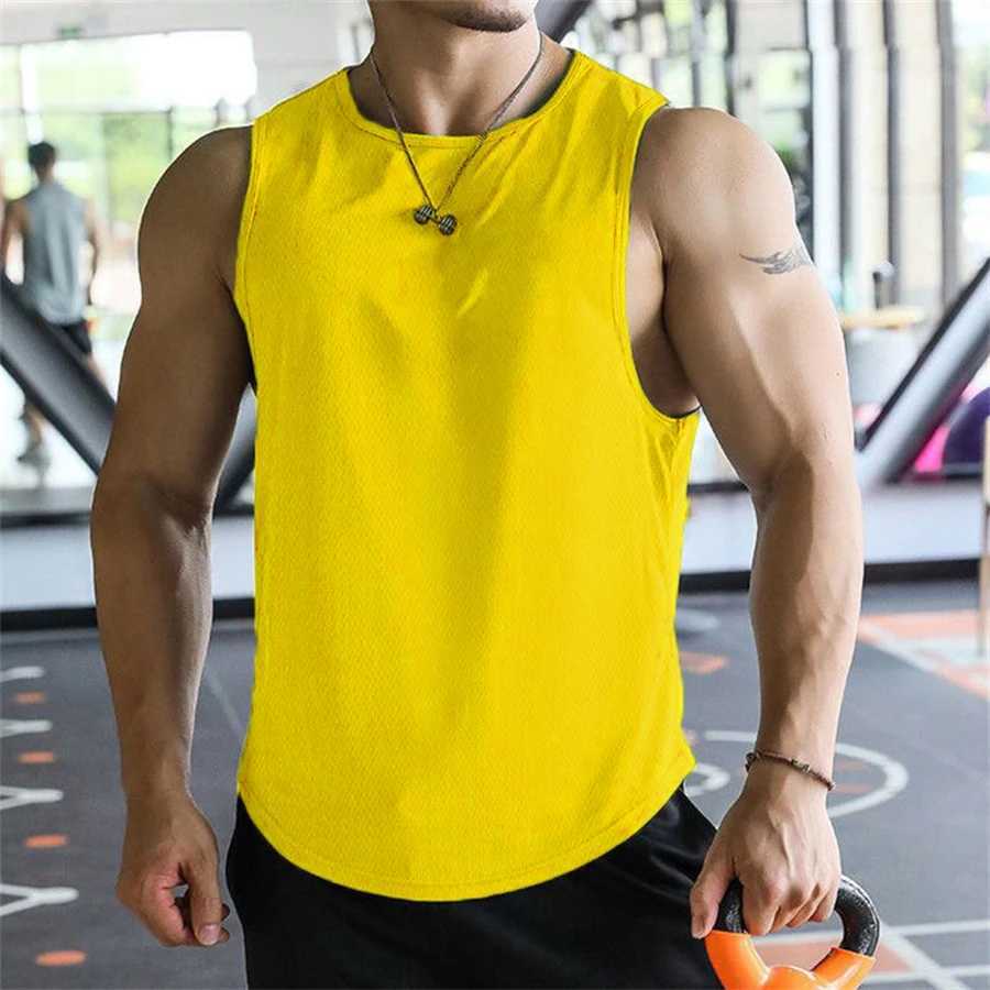 2024 new Men Tank Tops Sleeveless Shirt Polyester Mesh Material Quick Dry Breathable Men Workout Fitness Basketball Top Tee W250508
