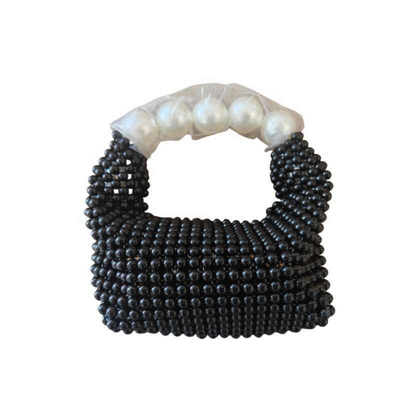 French hollowed out fairy pearl bag, socialite handmade woven beaded handbag, Boston handheld vacation bag