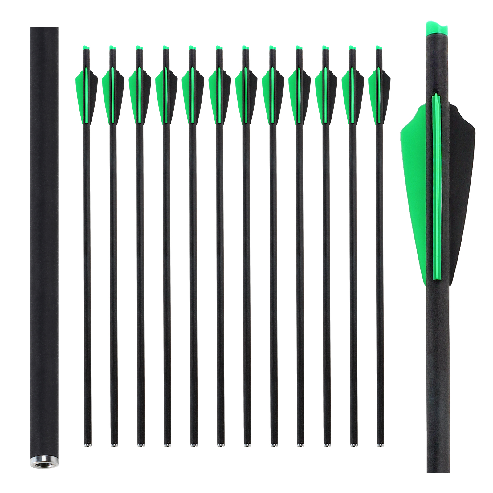 Crossbow Bolts without Arrow Tips 20 inch Carbon Hunting Arrows for Crossbow Arrows Half-Moon Nocks Archery Targeting Arrow Training Arrows(Pack of 12
