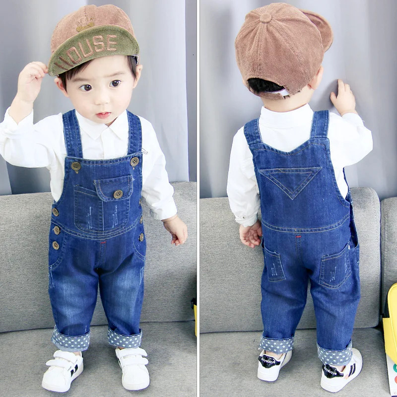 DIIMUU Infant Boys Jeans Trousers Long Pants Solid Toddler Kids Baby Overalls Elastic Waist Clothes Bottoms 250508