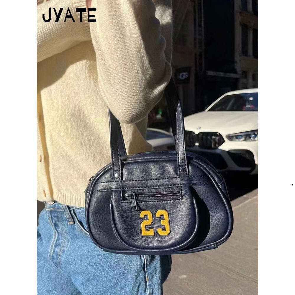 Fashion 23 Embroidery Navy Shoulder Bag Preppy Style Zipper High Quality Ladies Bags New Vintage Street Chic Handbags Y2K
