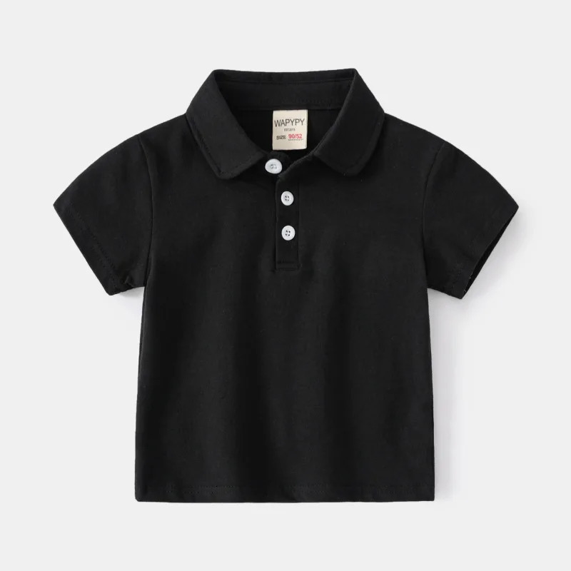 Basic Black Polo Shirts for Kids Boys Clothes Short Sleeve Toddler Girl T Shirt with Collar Simple Tshirt Baby Child Summer Tops 250508