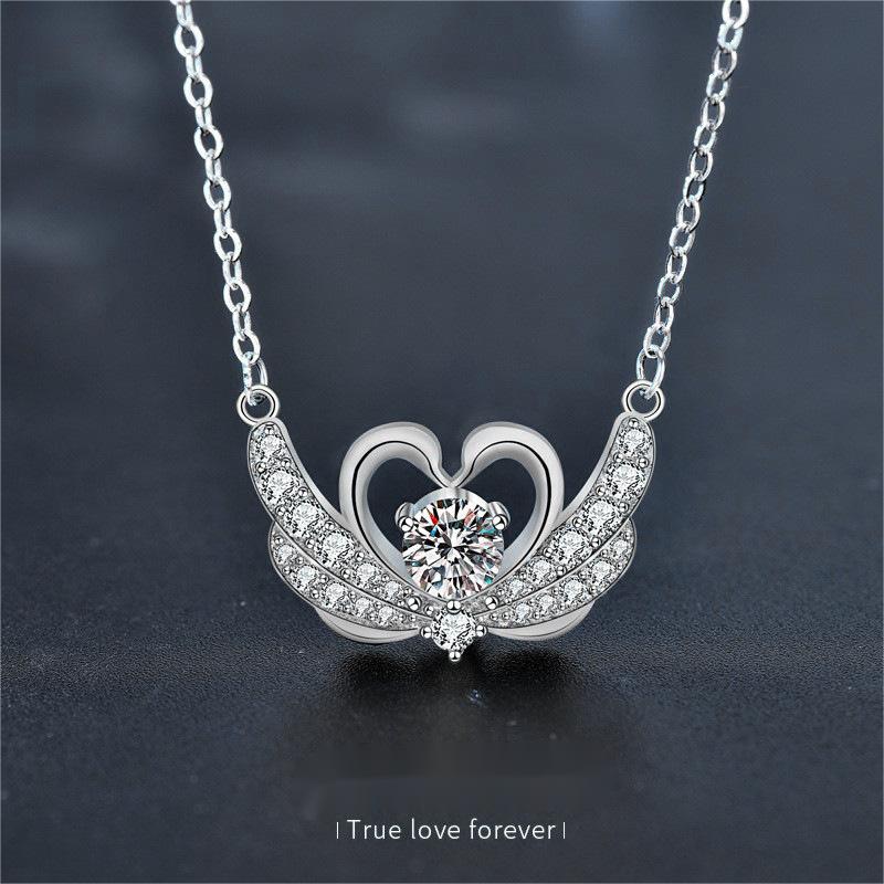 925 Sterling Silver Swan Necklace with High-Grade Moissanite Pendant, New Design, Perfect for Neck Chains