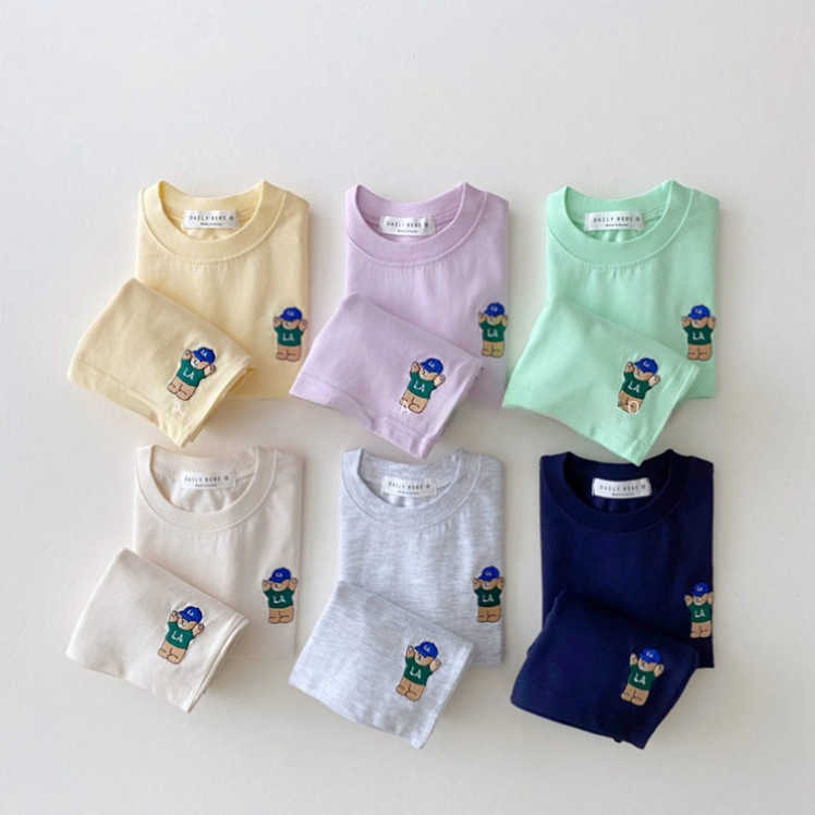 A Two-piece Set Of InS-style Infant And Toddler Printed T-shirt And Shorts, Trendy Summer Boy And Girl Baby Cotton Bear Short-sleeved Set Y250508