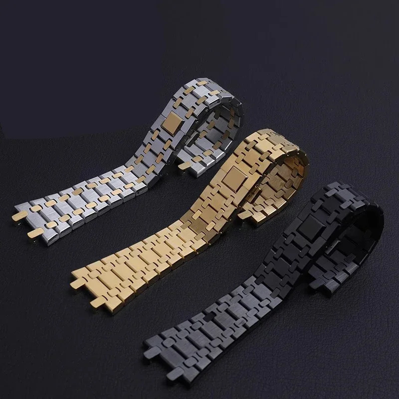 Watchband 21mm 26mm Men Women Full Stainless Steel Bracelet For AP 15400 26331 15500 Watch Strap Folding Buckle 250411ww - view 3