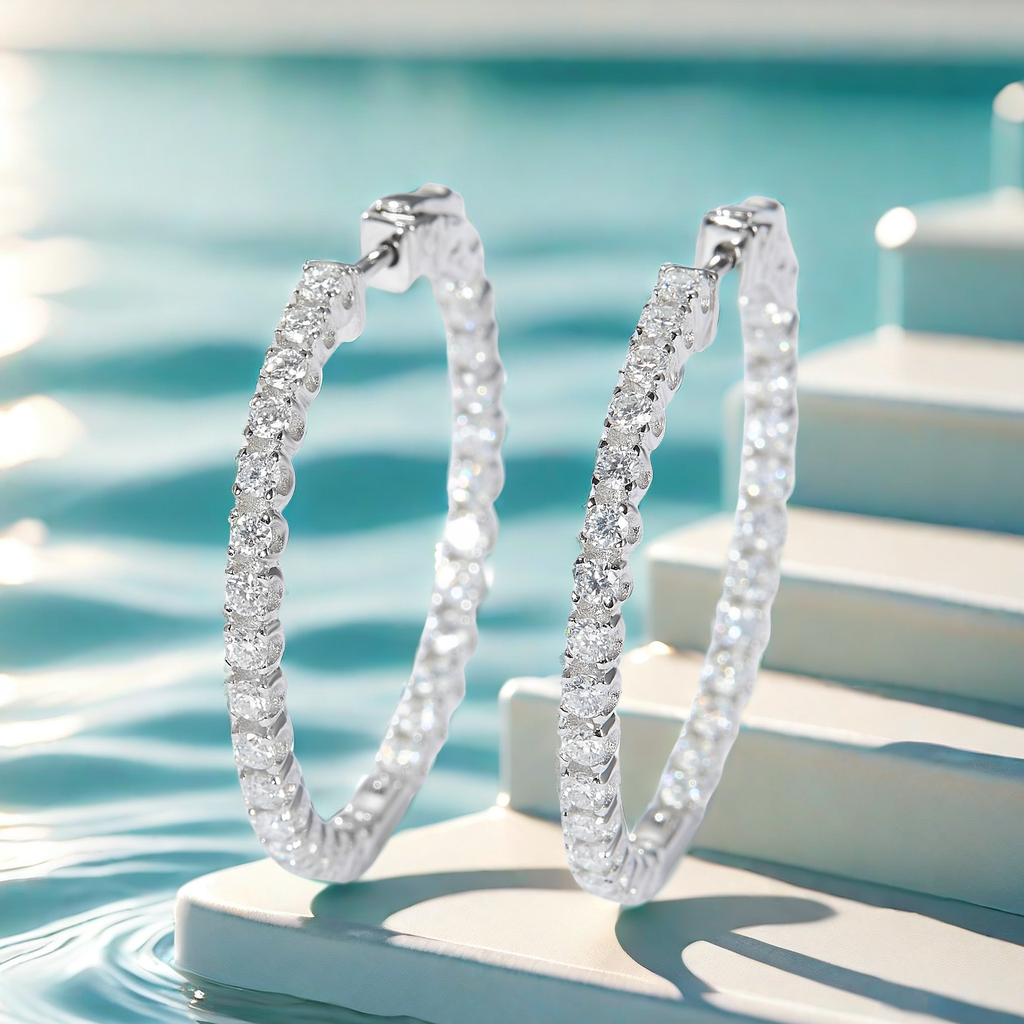 925 Sterling Silver VVS1 Moissanite 30mm Hoop Earrings, Fashion star personality earrings