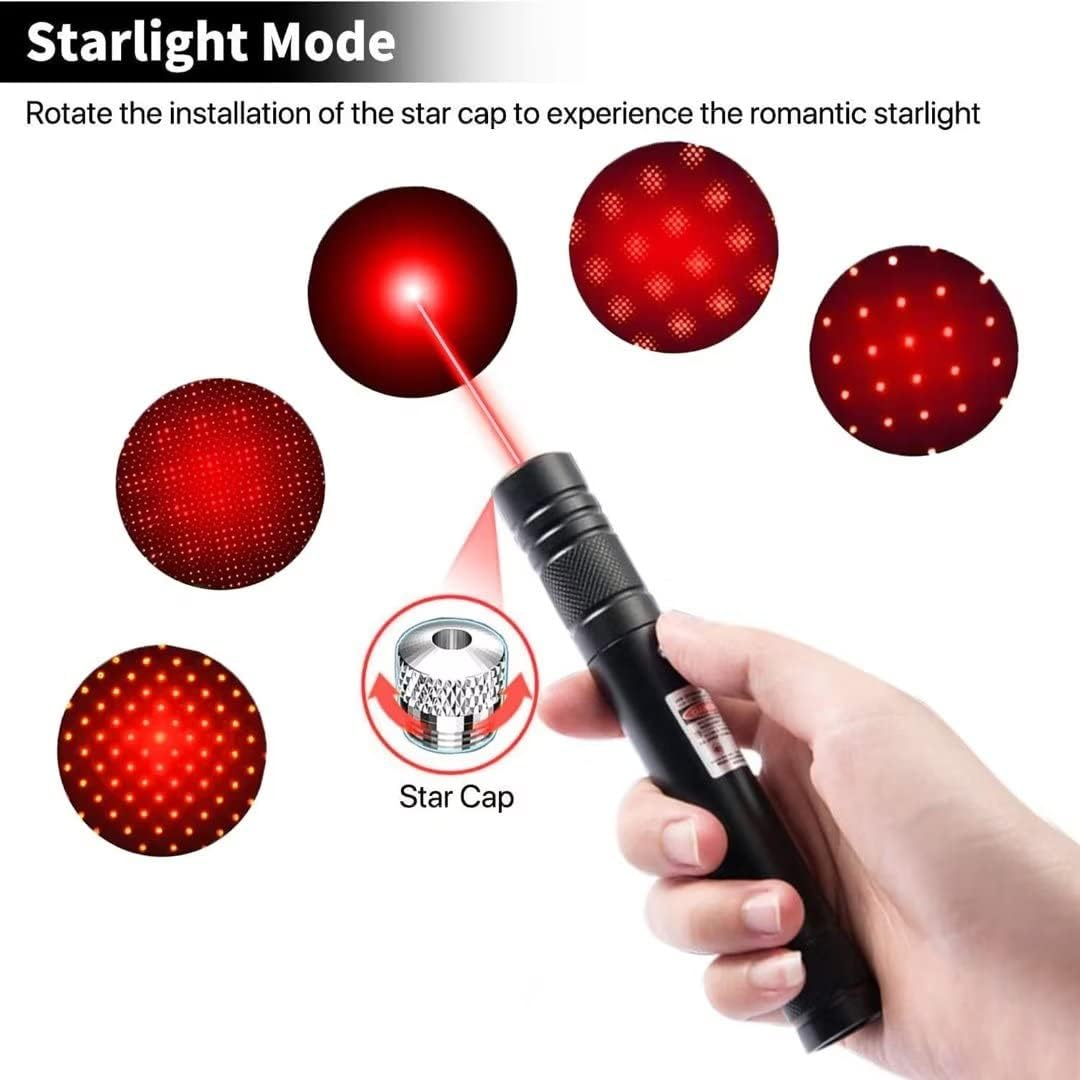 Laser Pointer High Power Rechargeable Lazer Pointer, Laser Pen with Long Range Adjustable Focus with Star Cap, Astronomy, Cats Dogs (Red)