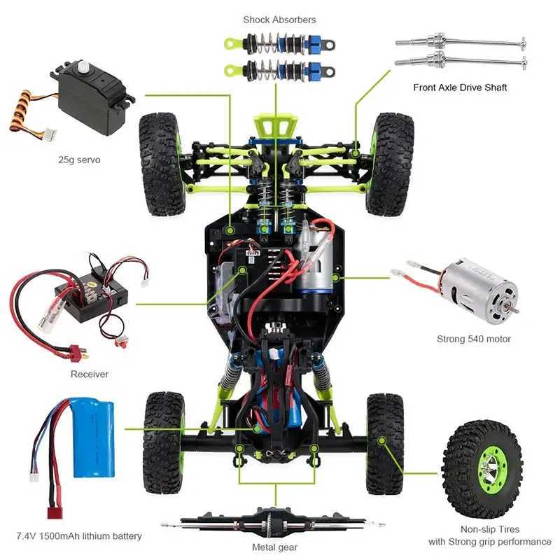 Free shipping WLtoys 12428 1 12 4WD RC Racing Car High Speed Off-Road Remote Control Alloy Climbing Truck LED Light By Boys Toys Kids Gift