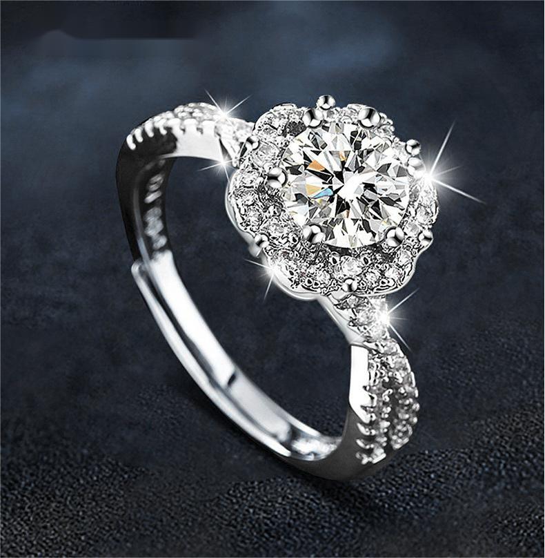 925 Sterling Silver Adjustable Ring, Moissanite Gemstone, Non-Tarnish, Elegant Minimalist Design