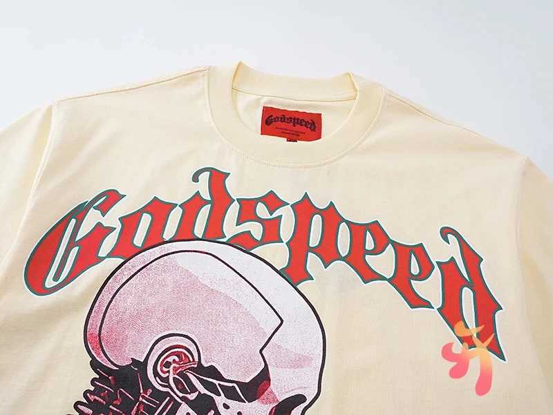 25 Real Photos High Quality Godspeed T-shirt Trendy Rock Street Retro Washed Couple Skeleton Print Cotton Short Sleeve Men WomenT250508