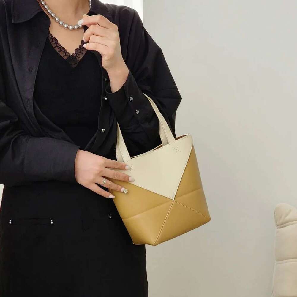 New Fashion Cow Leather Puzzle Foldable Tote Geometric Design Single Shoulder Crossbody Bag Large Capacity Women's Handbag 250607