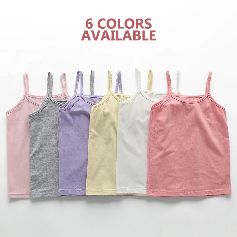 Summer Girls Tanks Cotton Childrens Clothing Colored Kids Camisole Children Tops Summer Baby Undershirts Teenager 250508