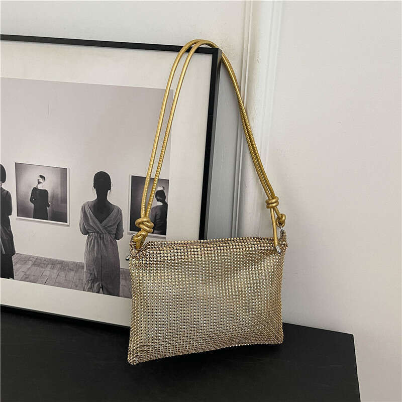 Dinner Bag Dinner Bag Fashionable High Quality Mesh Diamond Small Square New Item Niche Single Shoulder Crossbody Bag Simple Underarm Versatile Women 
