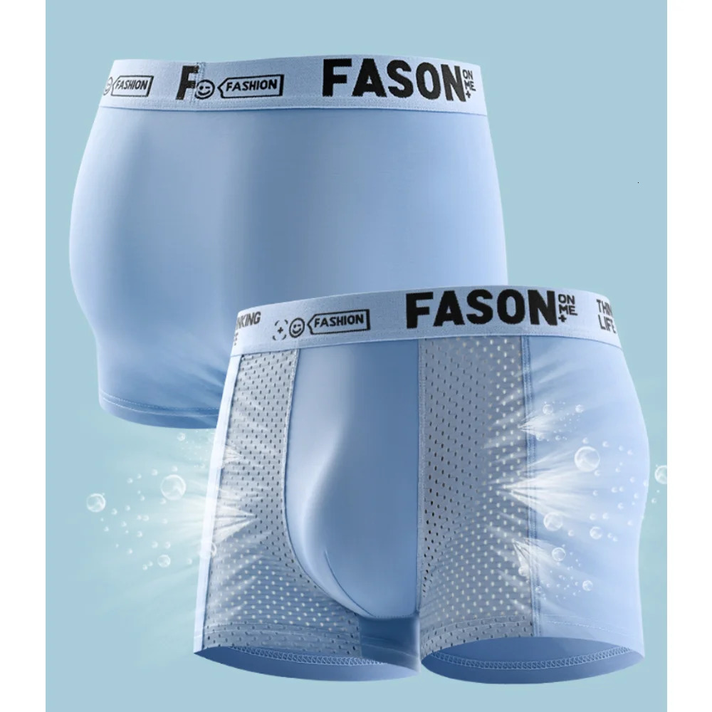 Mens Ice Silk Mesh Underwear Antibacterial Breathable Boxer Microfiber Shorts Boxing 250430Z