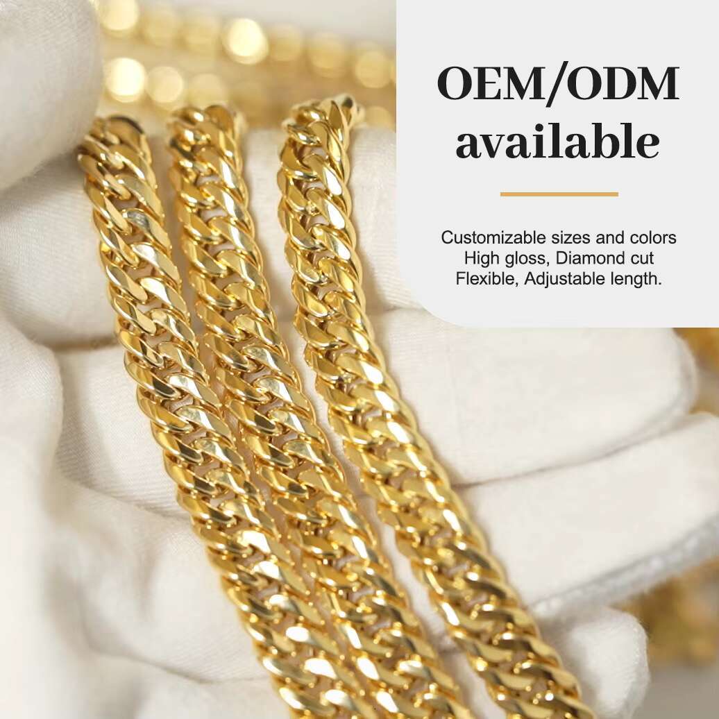 Wholesale 18K Gold Cuban Chain Fine Necklace Custom Hip Hop Men Jewelry Waterproof Thick Chain for Mens Gift Wedding Party