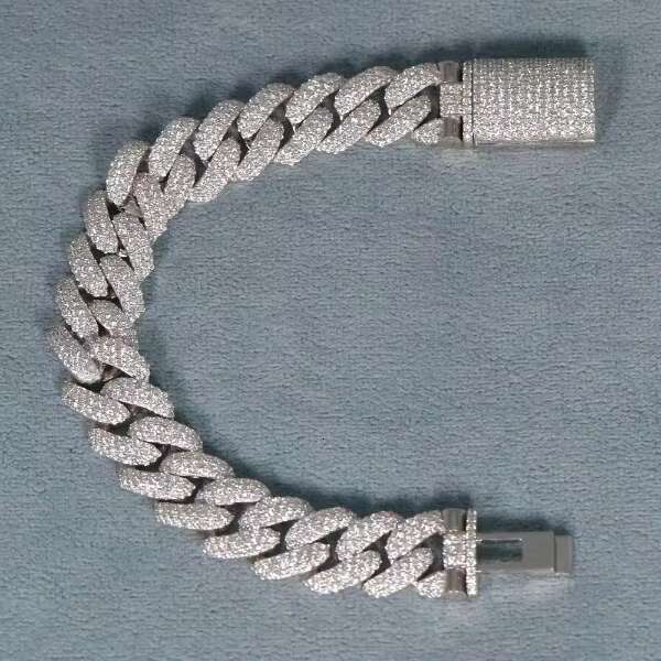 925 Sterling Silver Custom Heavy Cuban Bracelet Moissanite Diamond for Party Gift GIA Certified Hip Hop Jewelry Wholesale
