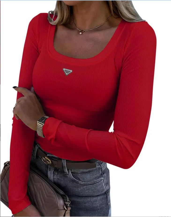 Designers Womens Letter T-shirt Long Sleeved Base Shirt Black White Colors Tees Ladies Clothes Classic Elastic Slim Tops A3