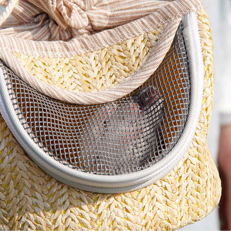on Safari Small Pets Outdoor Bag, Hamster Portable Carrier with Shoulder Strap, Straw Mesh Breathable Outgoing Hangbag for Rat Mice Bird Sugar Glider 