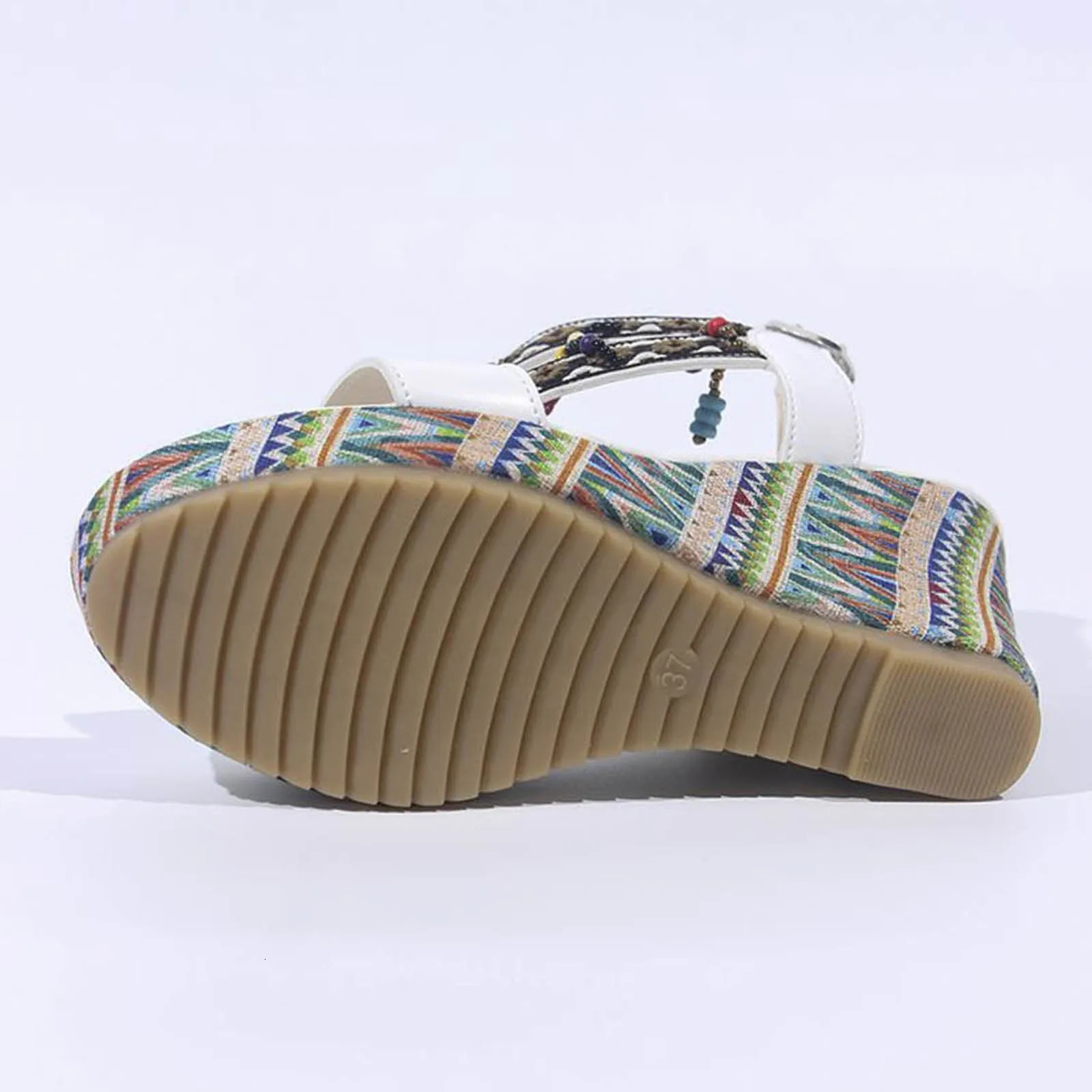 WomenS Shoes Elegant Heel WomenS Wedge High Heel Casual Sandals Fashion Beaded Sandals Sandales Femmes 250507
