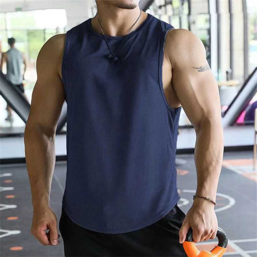 2024 new Men Tank Tops Sleeveless Shirt Polyester Mesh Material Quick Dry Breathable Men Workout Fitness Basketball Top Tee W250508