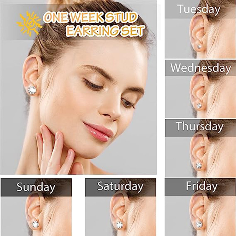 Xinghezhuan 316 stainless six claw crown zircon small earrings, simple titanium steel super sparkling ear bone earrings