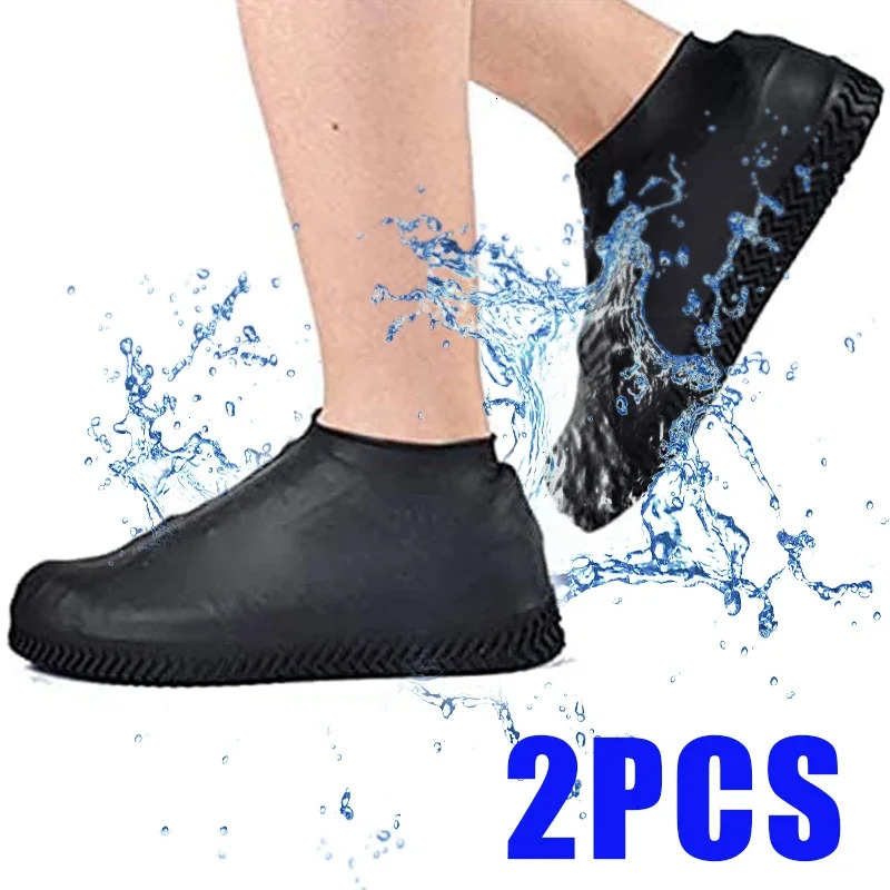 2 waterproof and anti slip silicone shoes high elasticity wearresistant neutral rain boots suitable for outdoor rainy reusable shoe covers 250428s