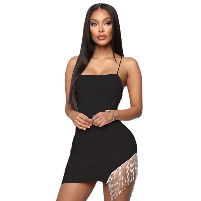 Wind 2021 summer new womens wear Pendant with one line neck and sexy open back dress