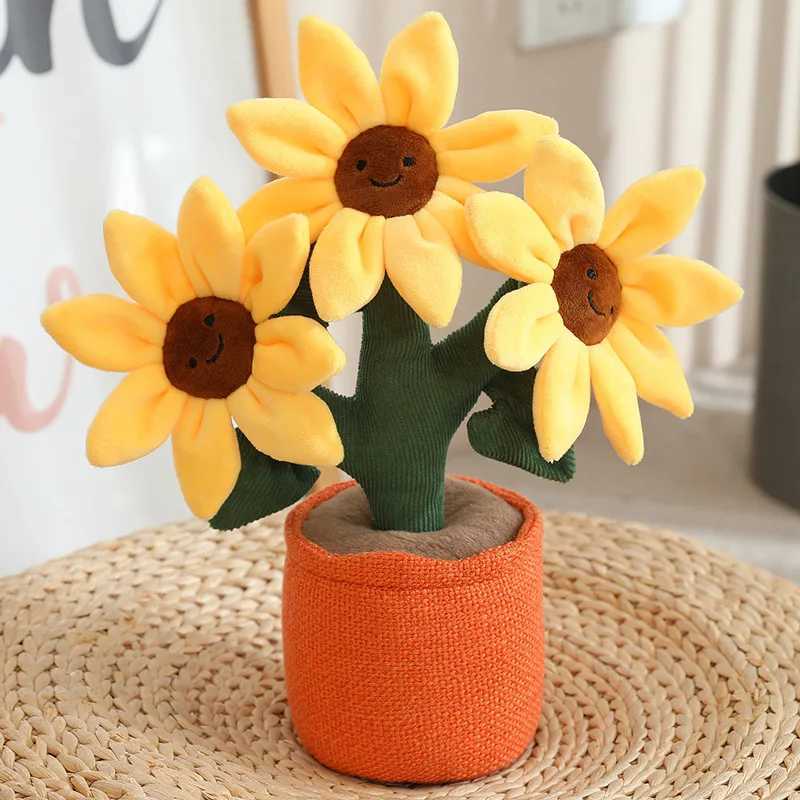 32cm Sunflower Potted Plant Bouquet Doll Plant Plush Toy Simulation Flower Bouquet Flower Sunflower Bookshelf Sofa Car Ornament X250508