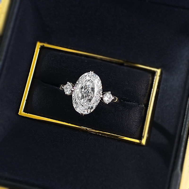 Rulalei Brand New Wedding Rings Jewelry Real 100% Sterling Sier Large Oval Cut White Moissanite Dia Gold Party Eternity Women Bride Ring Gift