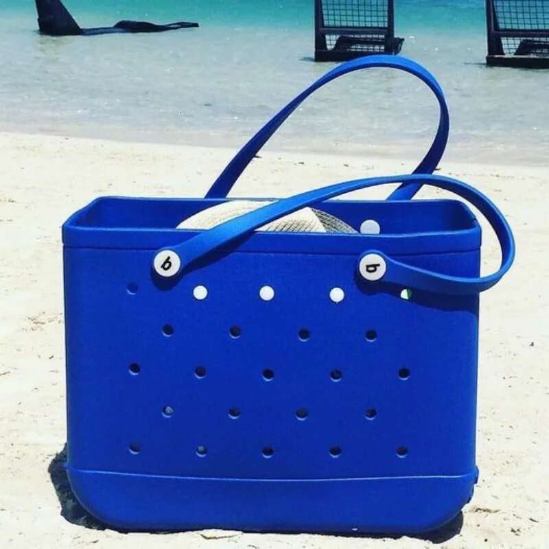 XL Croc EVA Rubber Waterproof Travel Picnic Storage Basket Extra Large Women Shopping Handbag Sac Jelly Beach Tote Bag
