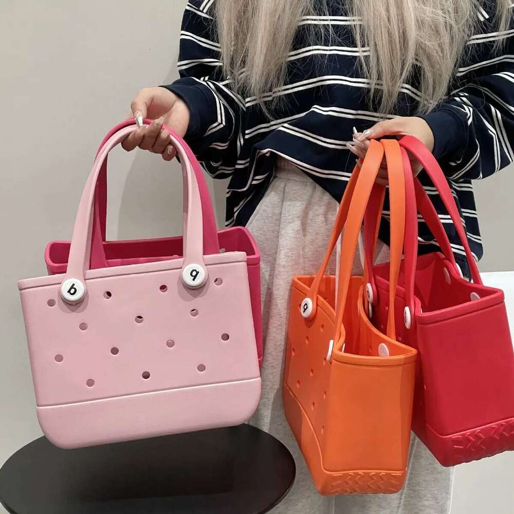 Mini Beach EVA Waterproof Rubber Summer Pool Storage Basket Women Shopping Shoulder Handbag Small Jelly Croc Sac Tote Bag