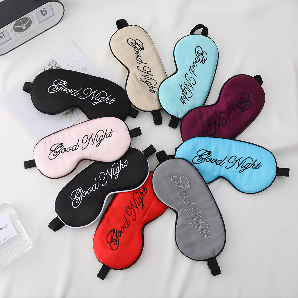 Eye new simulation silk good night letter adjustment buckle shading sleep eye mask portable multi-color