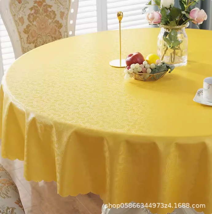 XX0374 high-grade waterproof, oil-proof, scalding-proof and washable tablecloth for restaurants, household use, round PU tablecloth for hotels, dirt-r
