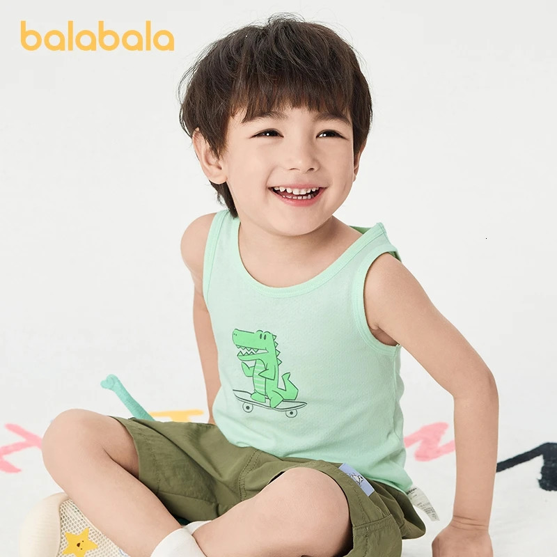 Balabala Vest Girls Base Layer Summer Sleeveless Strap Home Wear Infants Toddlers Pure Cotton a Set of Two Pieces 250508