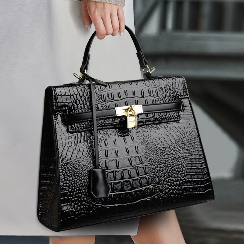 2025 Best Seller Classic Kelly-Inspired Crocodile Bag - Premium Structured Box Shoulder Bag Vintage-Inspired Crossbody Bag for Women