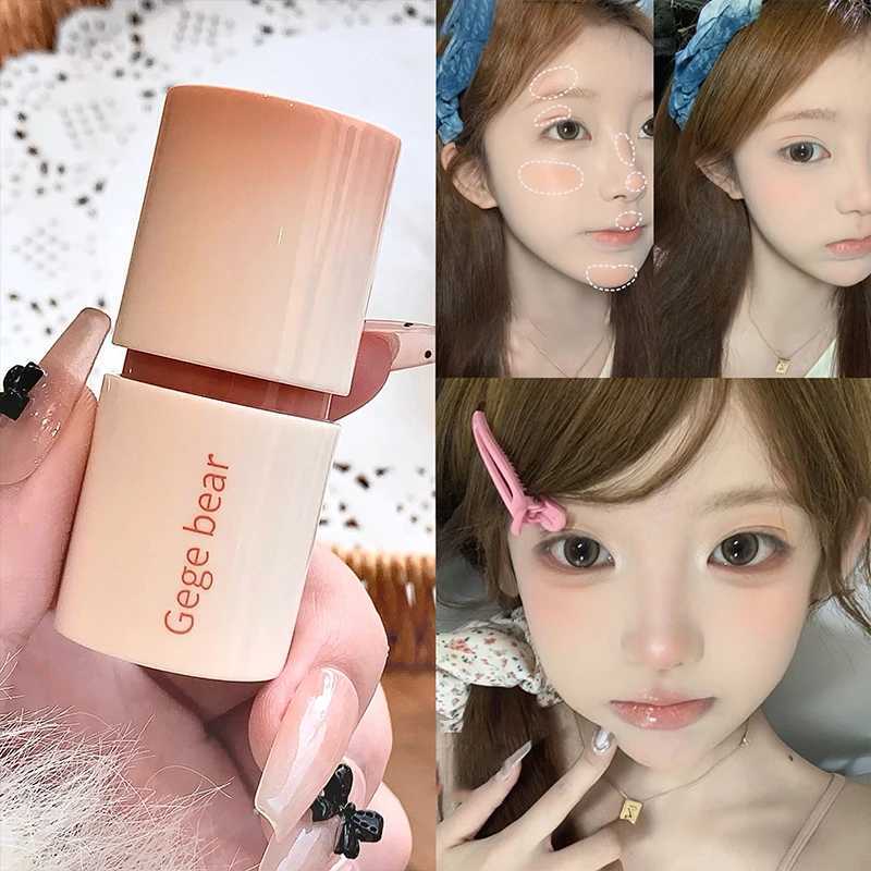 Smooth Blush Stick Low Saturation Cheek Tint Makeup Long-lasting Waterproof Natural Pink Brightening Expanding Color Rouge StickXJ250508
