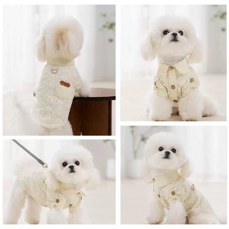 T00166 Hippie dog new lace shirt puppy spring and summer thin pet Schnauzer West Highland Teddy Bichon clothes