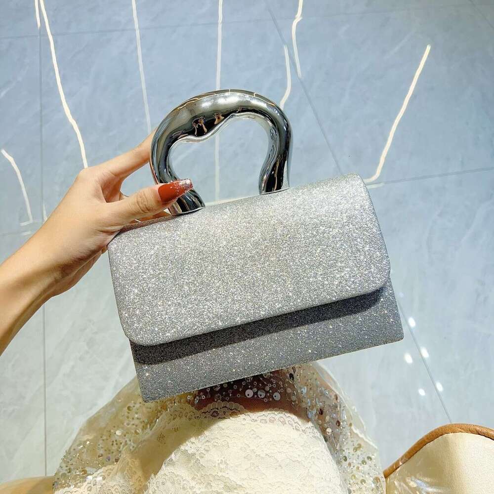 Dinner Bag Dinner Bag New High End Niche Banquet Shiny Small Square Fairy Metal Hand Held Temperament Crossbody Dinner Bag KQ KQ